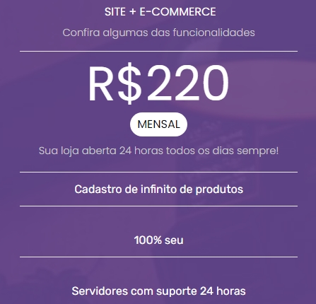 Loja virtual + SITE  - Plano anual